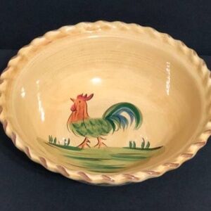 Home Rooster Hand Painted 11” Vegetable Serving Bowl